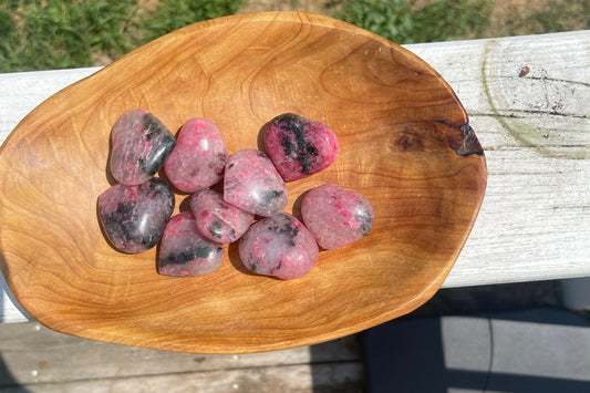 1 Rhodonite Heart Palm Stone