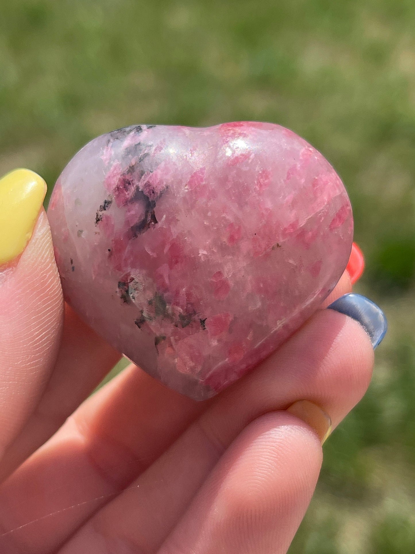 1 Rhodonite Heart Palm Stone
