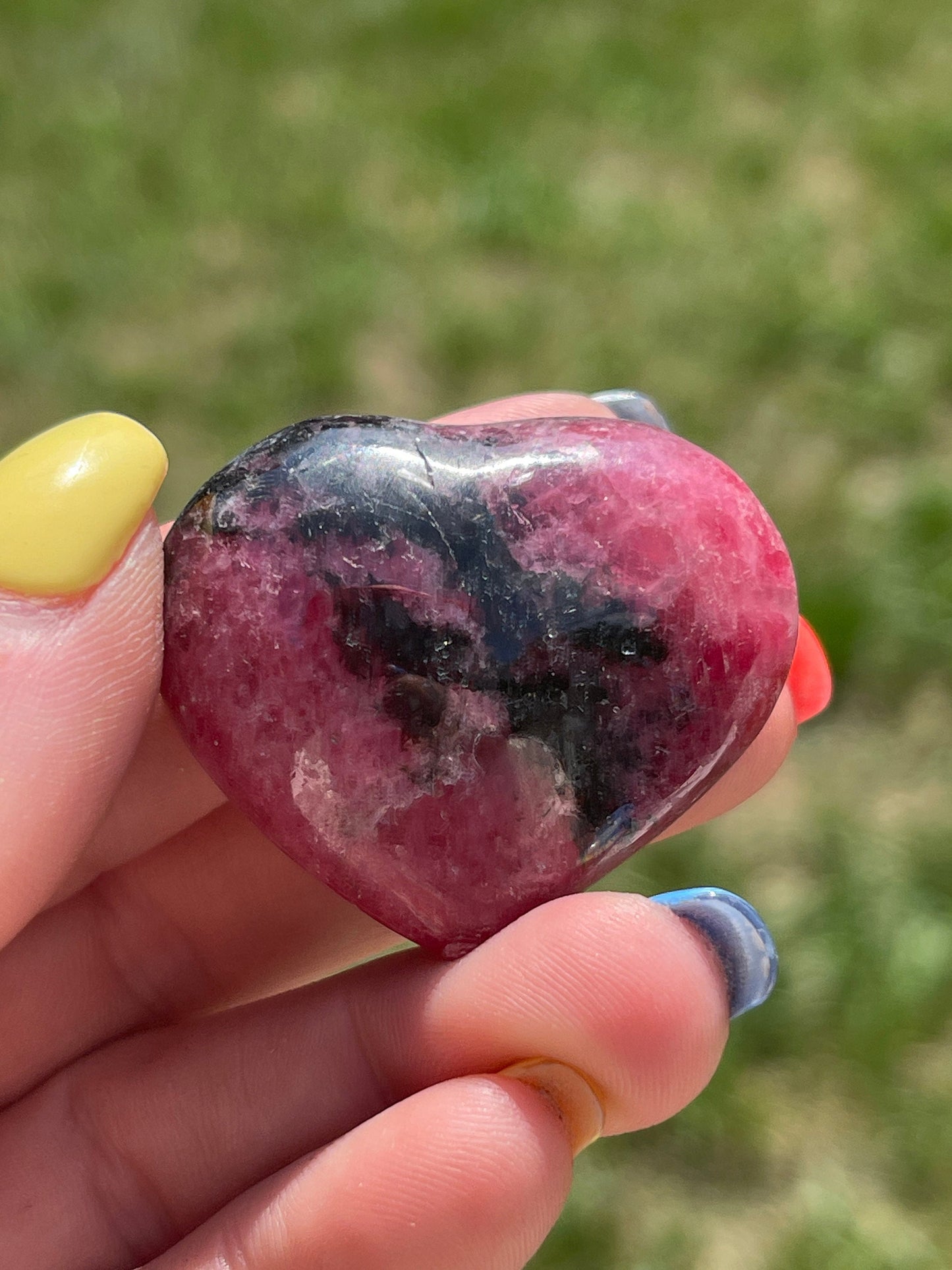 1 Rhodonite Heart Palm Stone