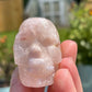 Pink Flower Agate Crystal Skull Carving: Meditation Stone