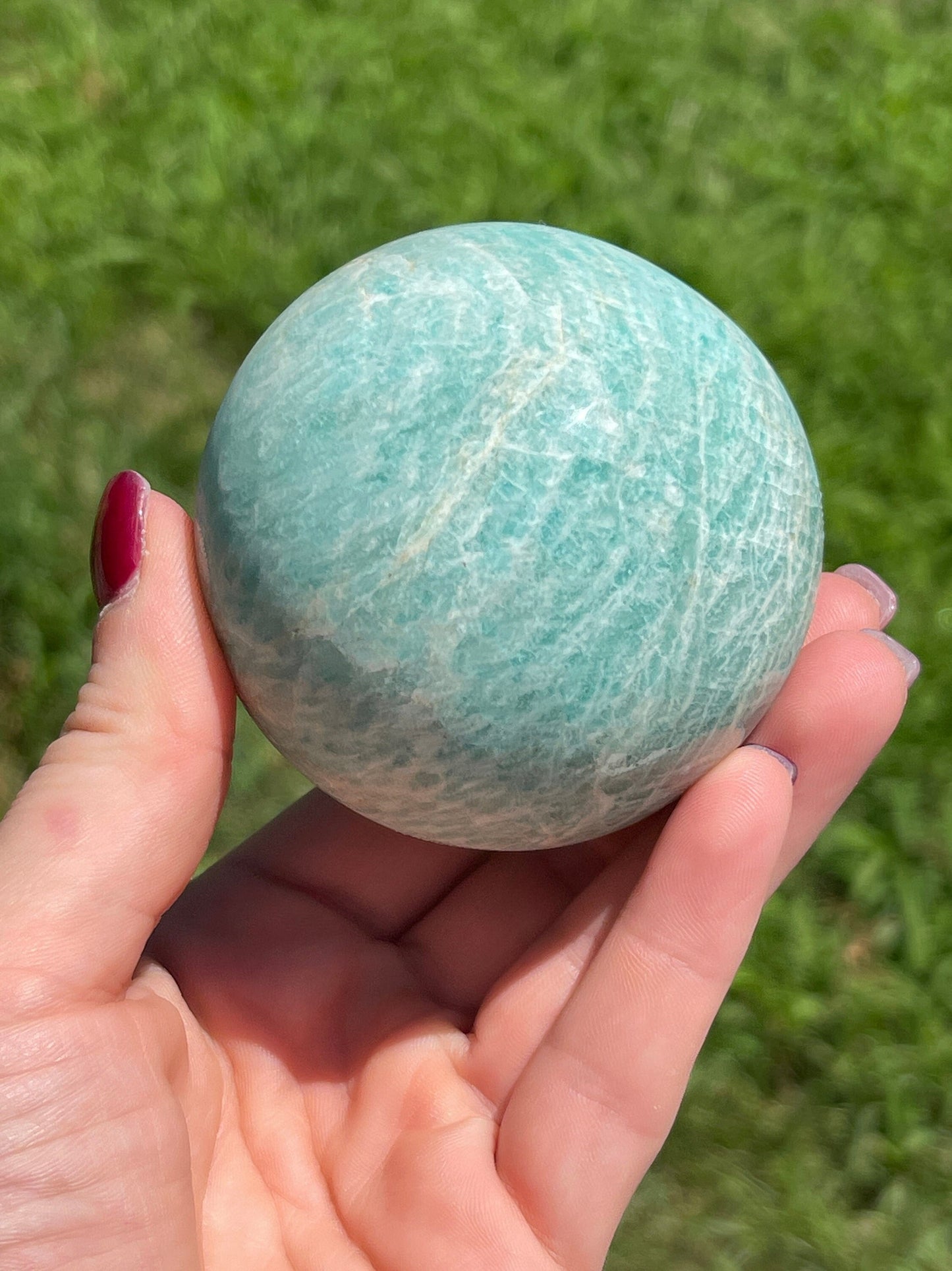 Amazonite Sphere: Green Microcline Feldspar Crystal