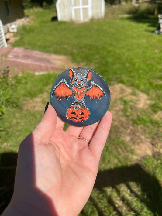 Halloween Bat Agate Coaster