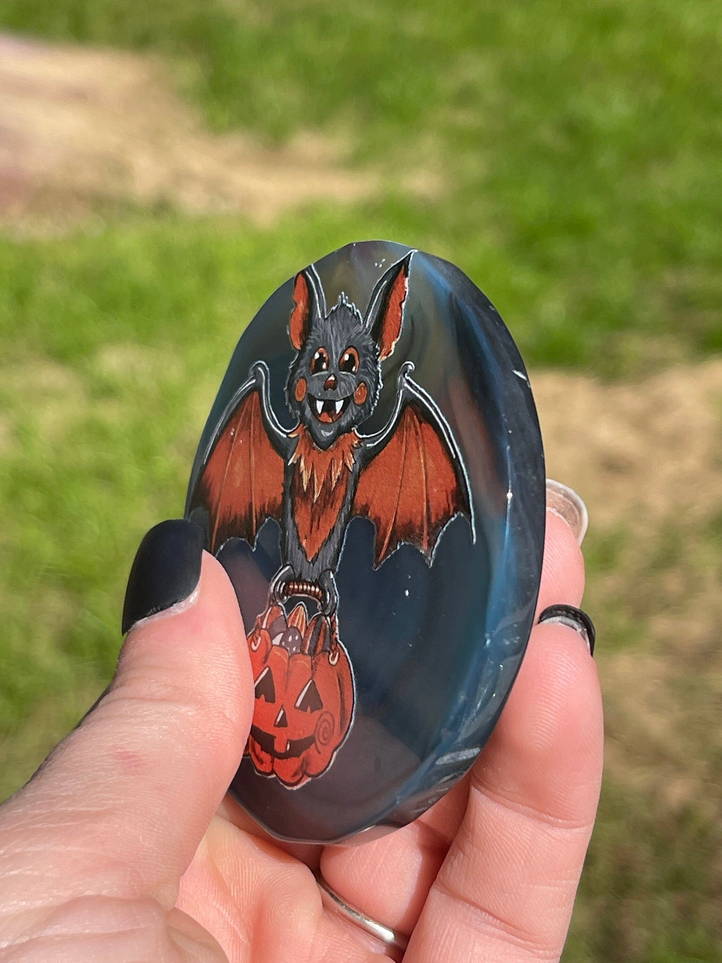 Halloween Bat Agate Coaster