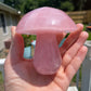 Rose Quartz Crystal Mushroom Carving: Meditation Stone