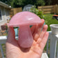 Rose Quartz Crystal Mushroom Carving: Meditation Stone