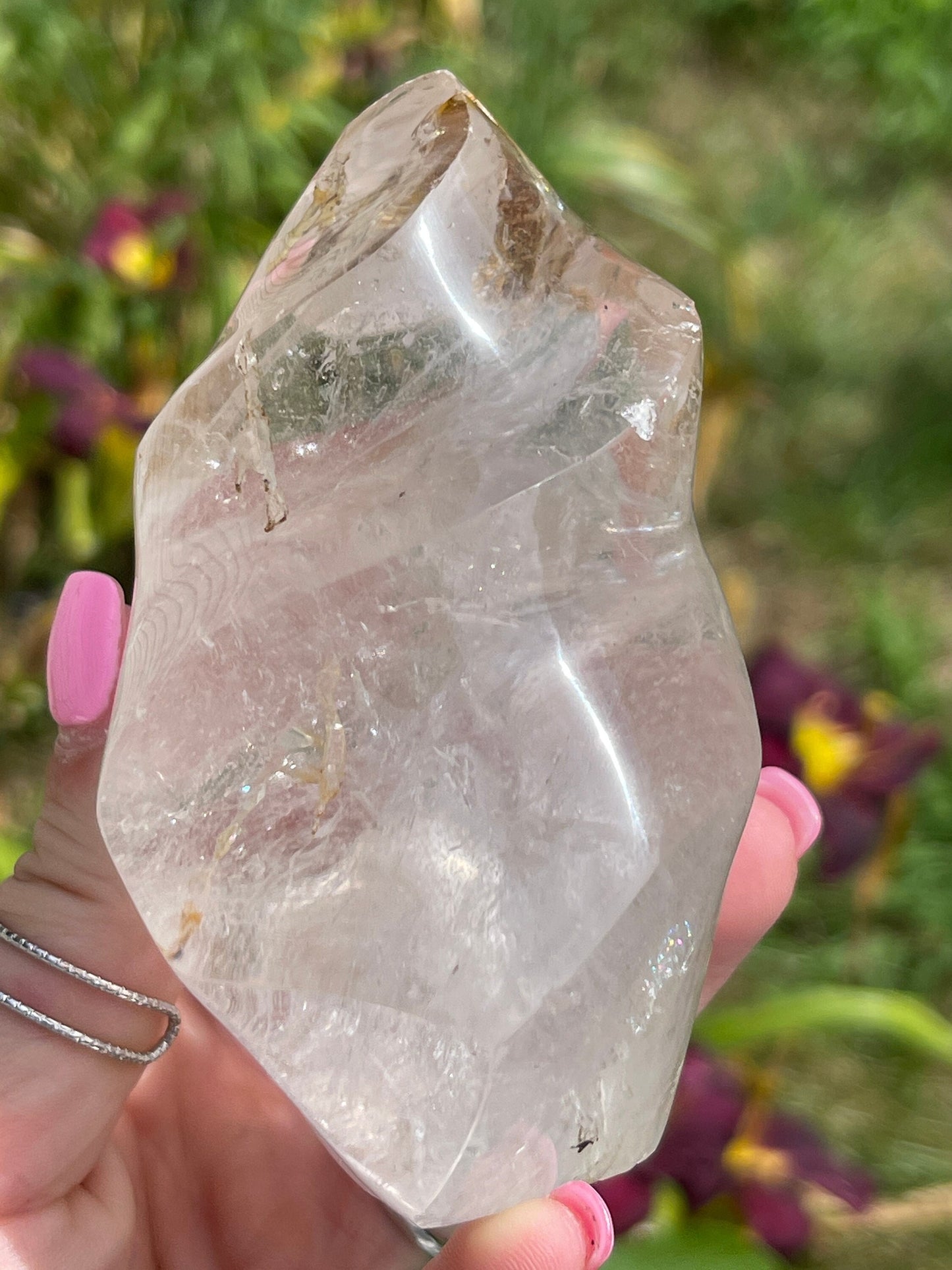 Clear Quartz Flame with Rainbow