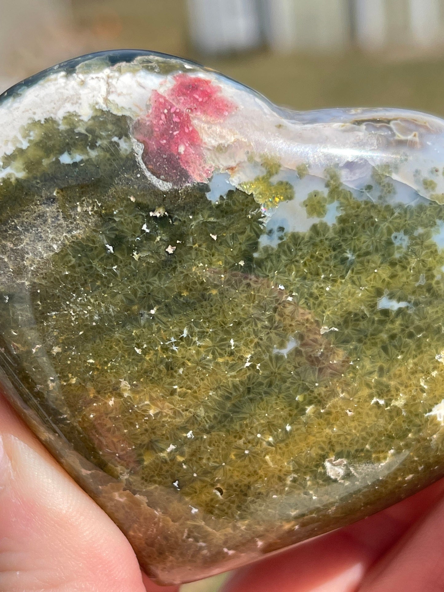 Ocean Jasper Heart Palm Stone