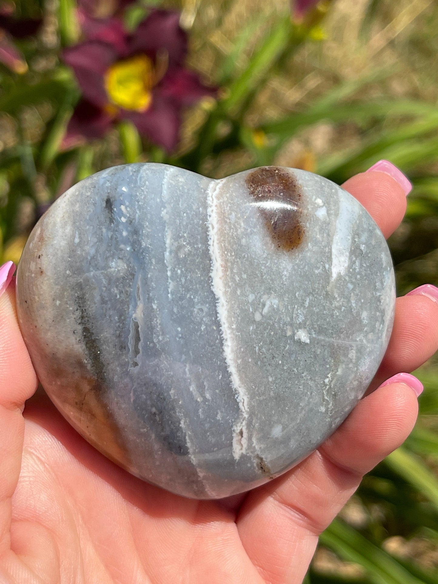 Ocean Jasper Heart Palm Stone