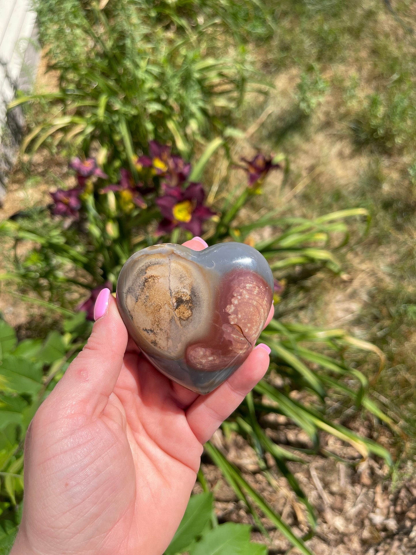Polychrome Heart Palm Stone