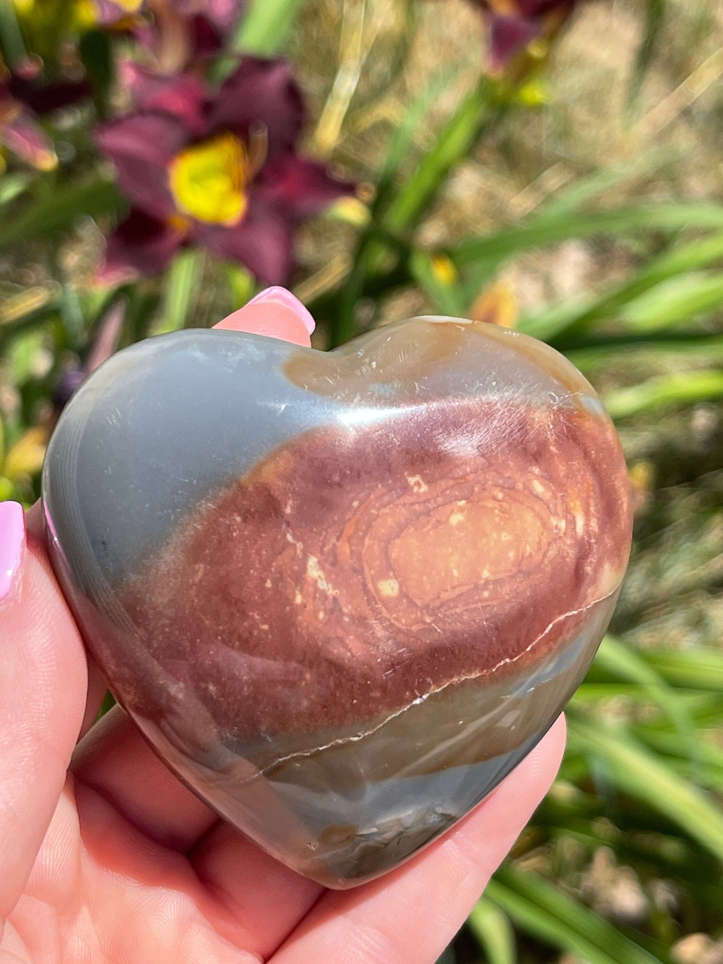 Polychrome Heart Palm Stone