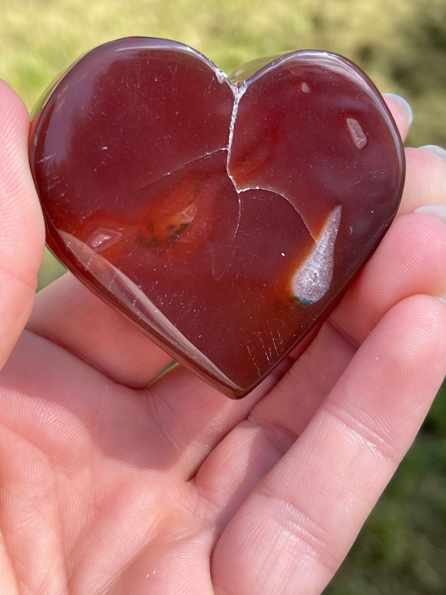 Carnelian Heart Heart Carving with Druzy