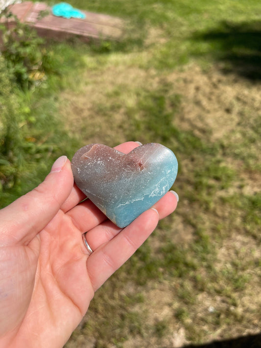 Caribbean Calcite Heart Palm Stone