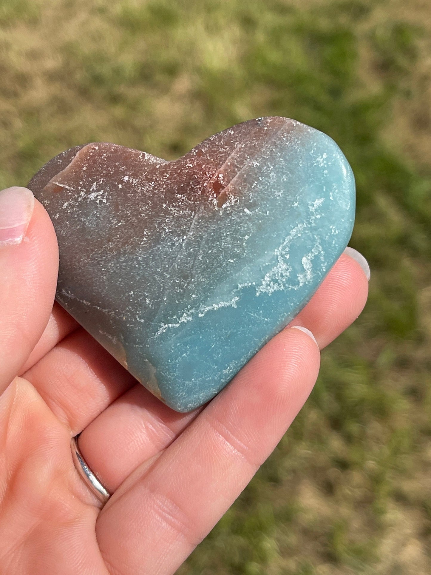 Caribbean Calcite Heart Palm Stone