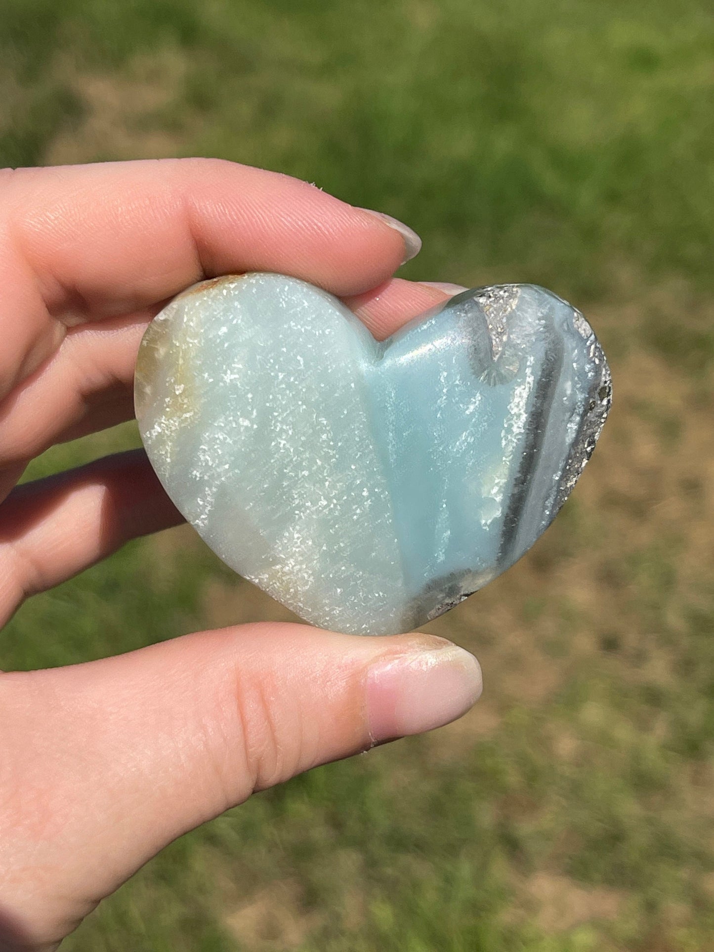 Caribbean Calcite Heart Palm Stone