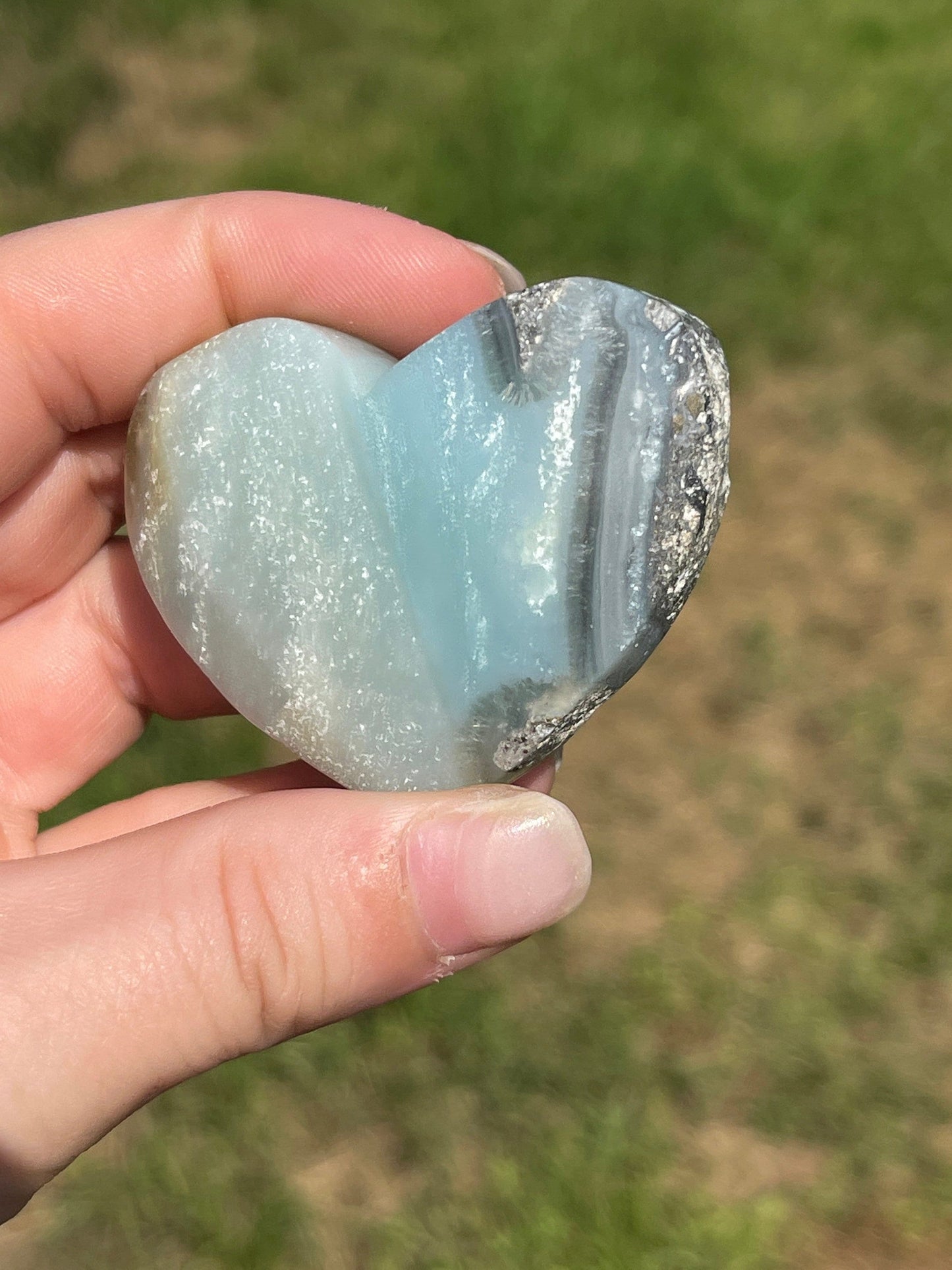Caribbean Calcite Heart Palm Stone