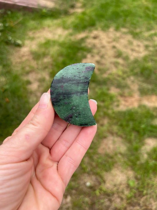 Ruby zoisite moon carving uv reactive