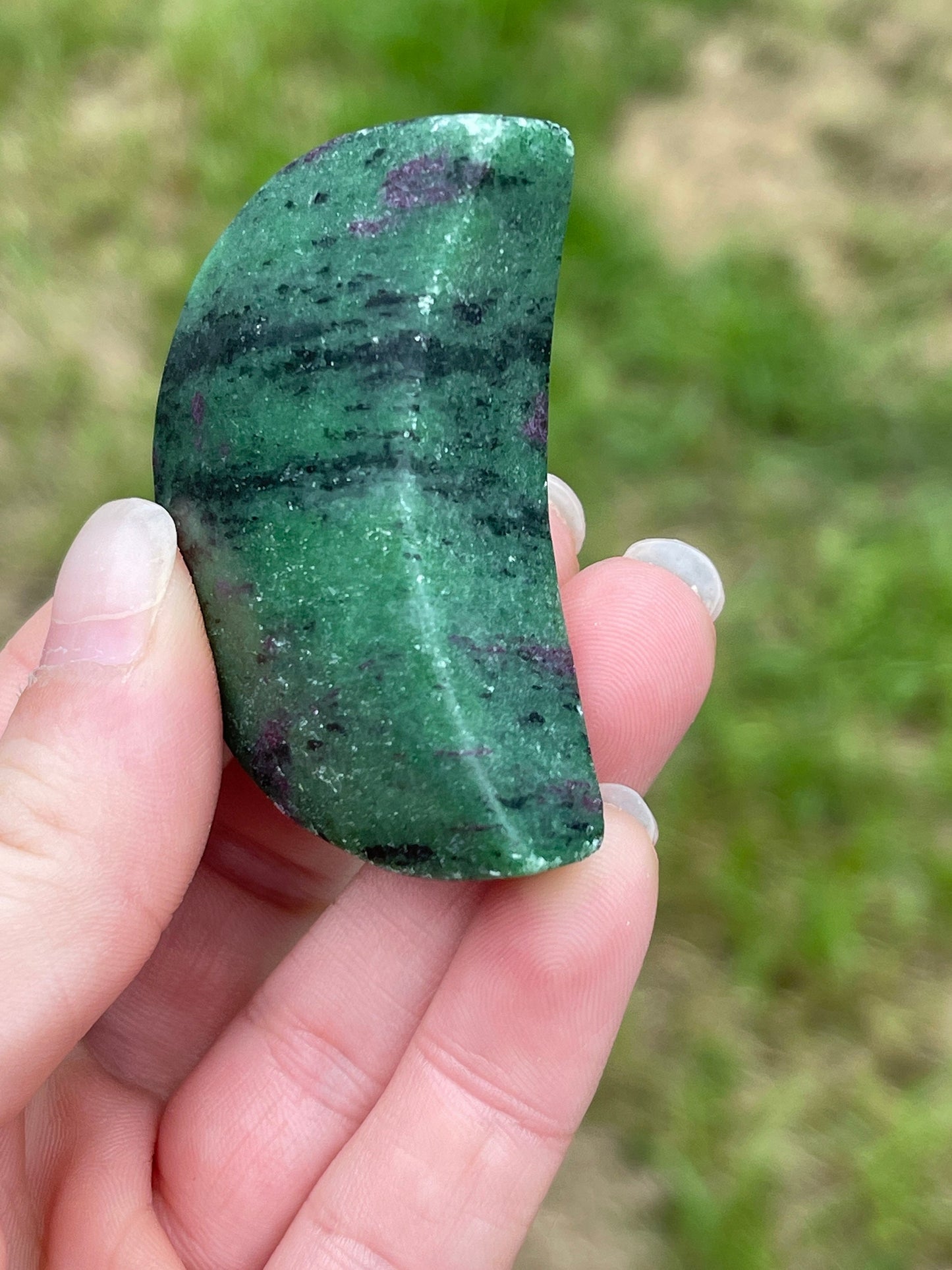 Ruby zoisite moon carving uv reactive
