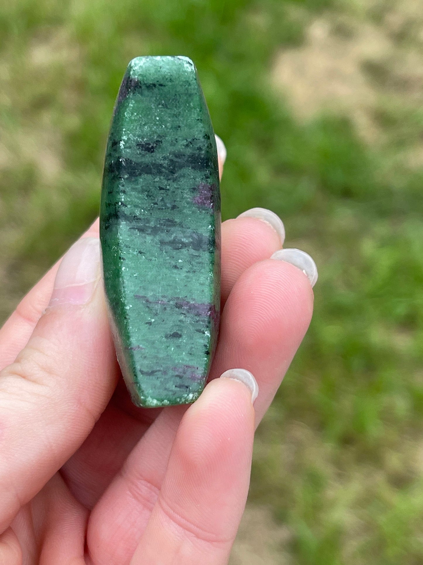 Ruby zoisite moon carving uv reactive