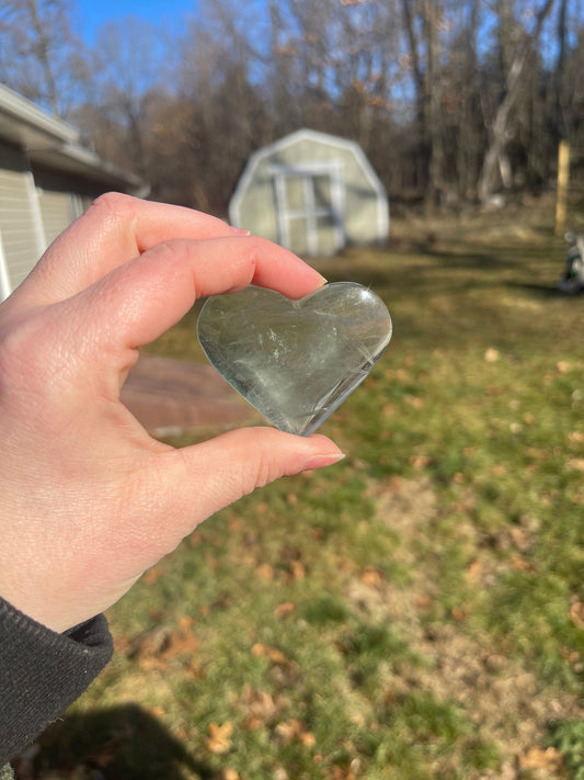 Mint Green Fluorite Crystal Heart Carving: Meditation Stone
