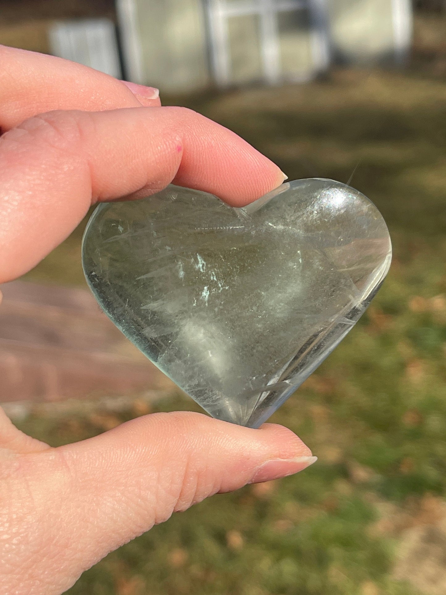 Mint Green Fluorite Crystal Heart Carving: Meditation Stone