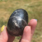 Black Rose Quartz Palm Stone with Flash