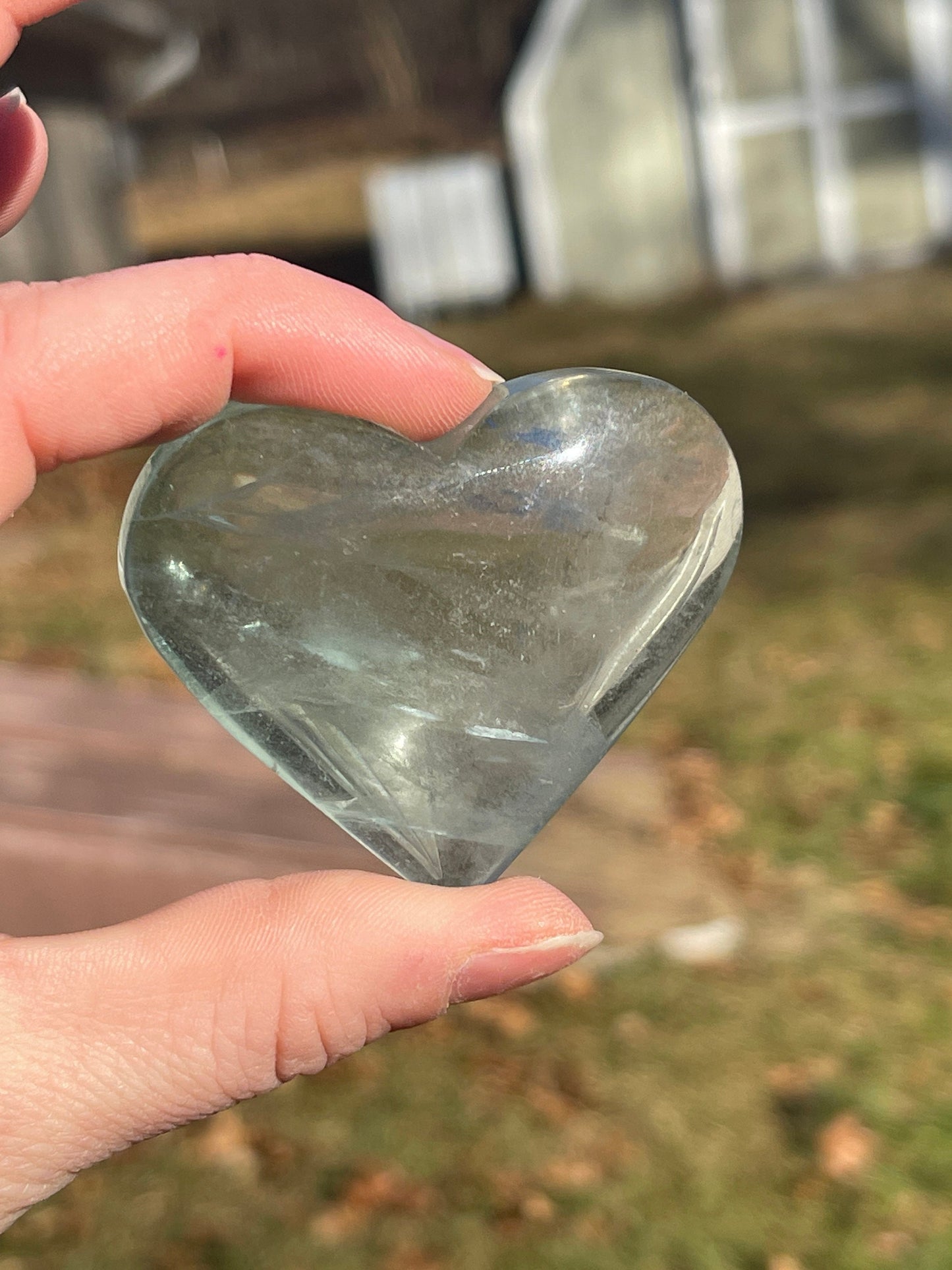 Mint Green Fluorite Crystal Heart Carving: Meditation Stone