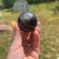 Black Rose Quartz Palm Stone with Flash