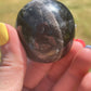 Black Rose Quartz Palm Stone with Flash
