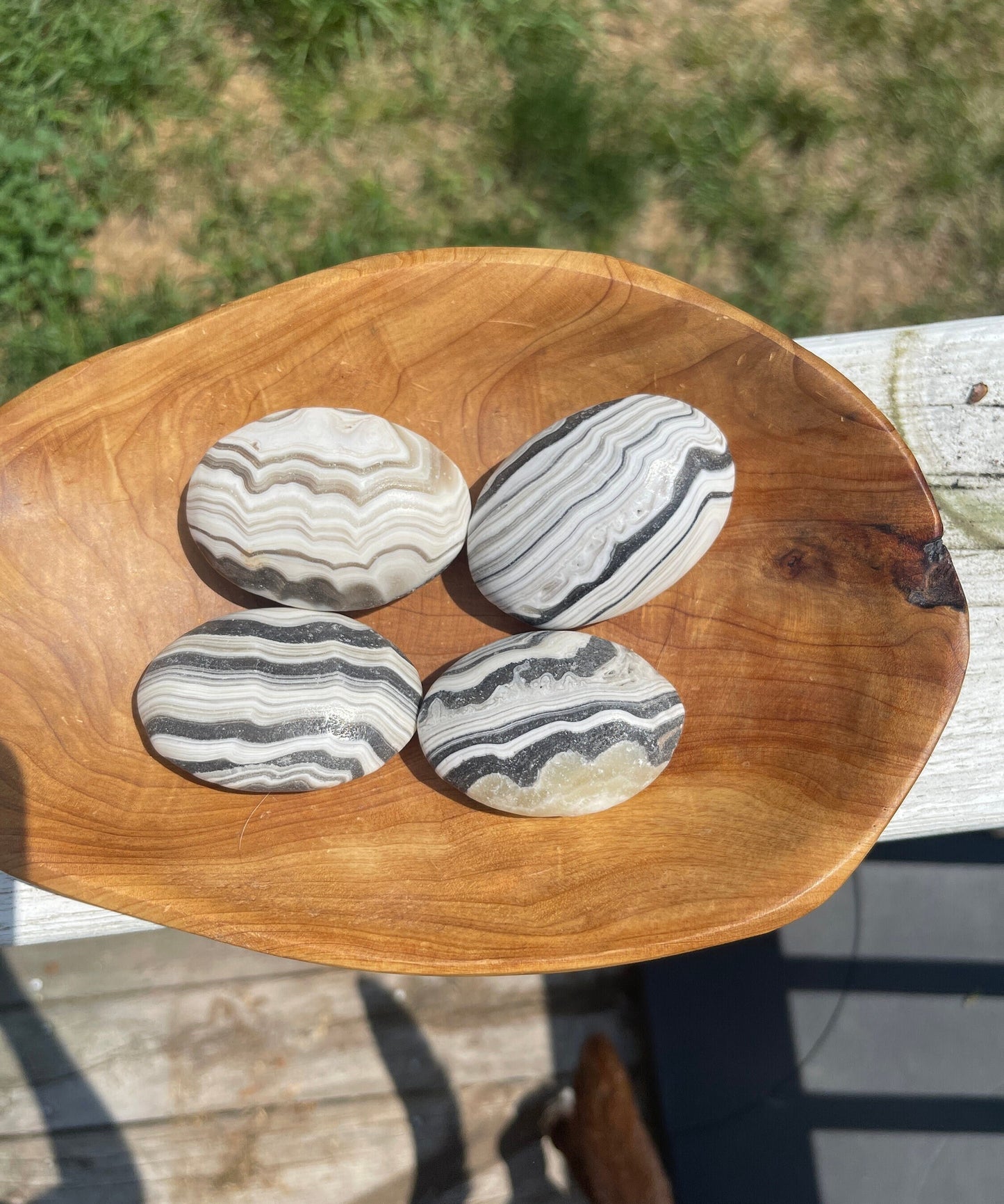 Zebra Calcite Palm Stone