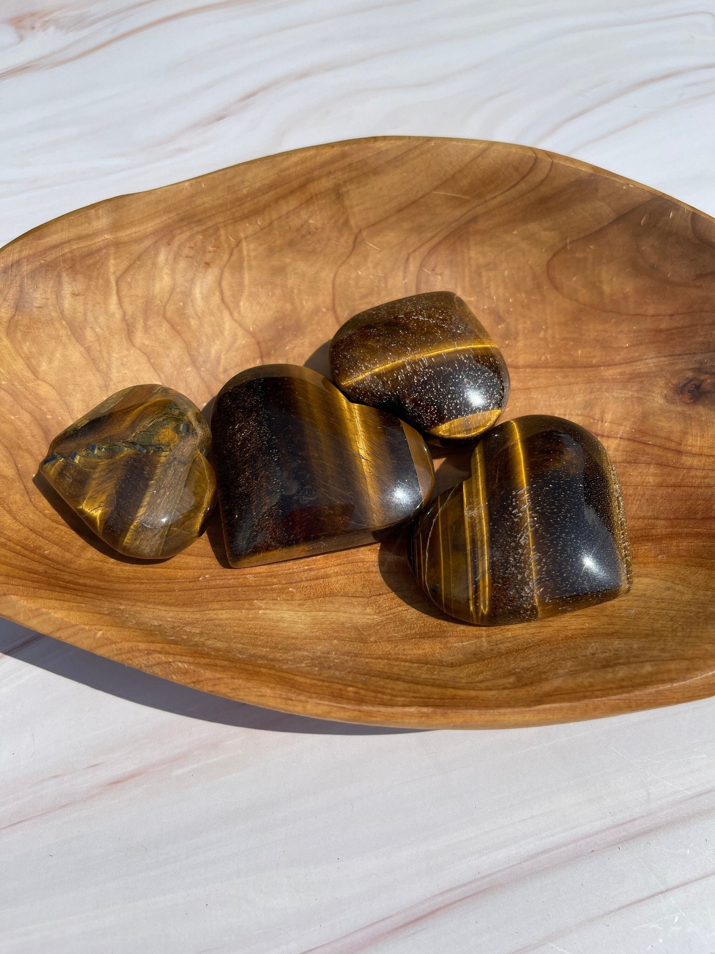 Tiger's Eye Heart Palm Stone