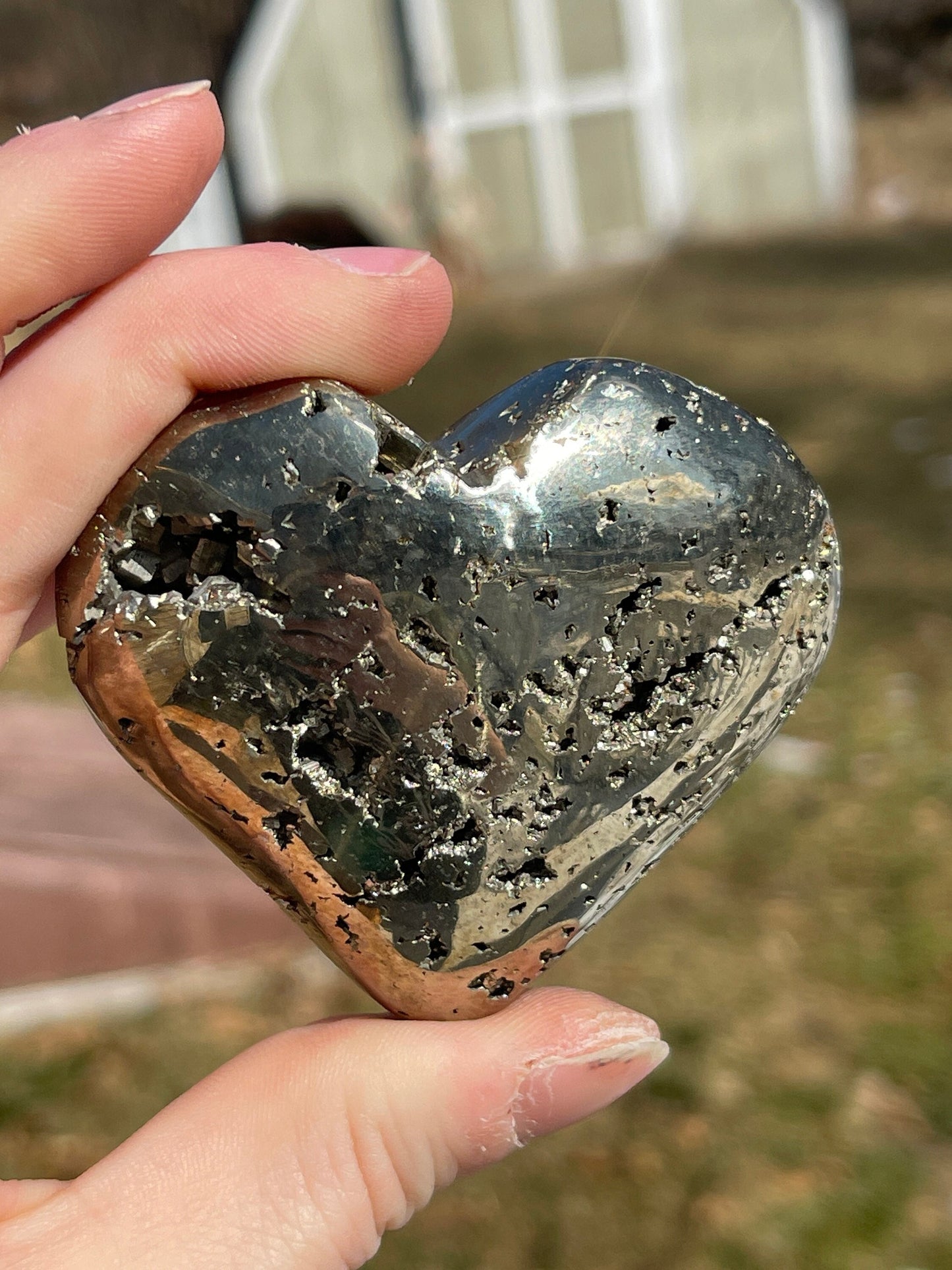 Pyrite Crystal Heart Carving: Abundance Manifestation Gift