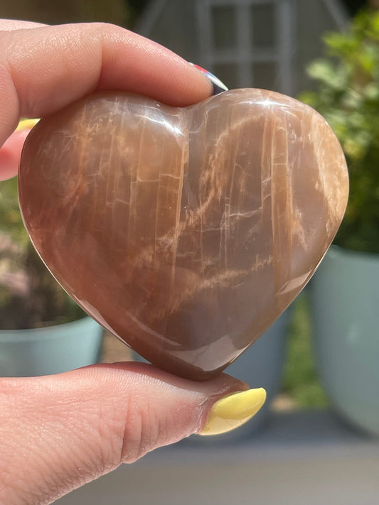 Peach Moonstone Heart Palm Stone