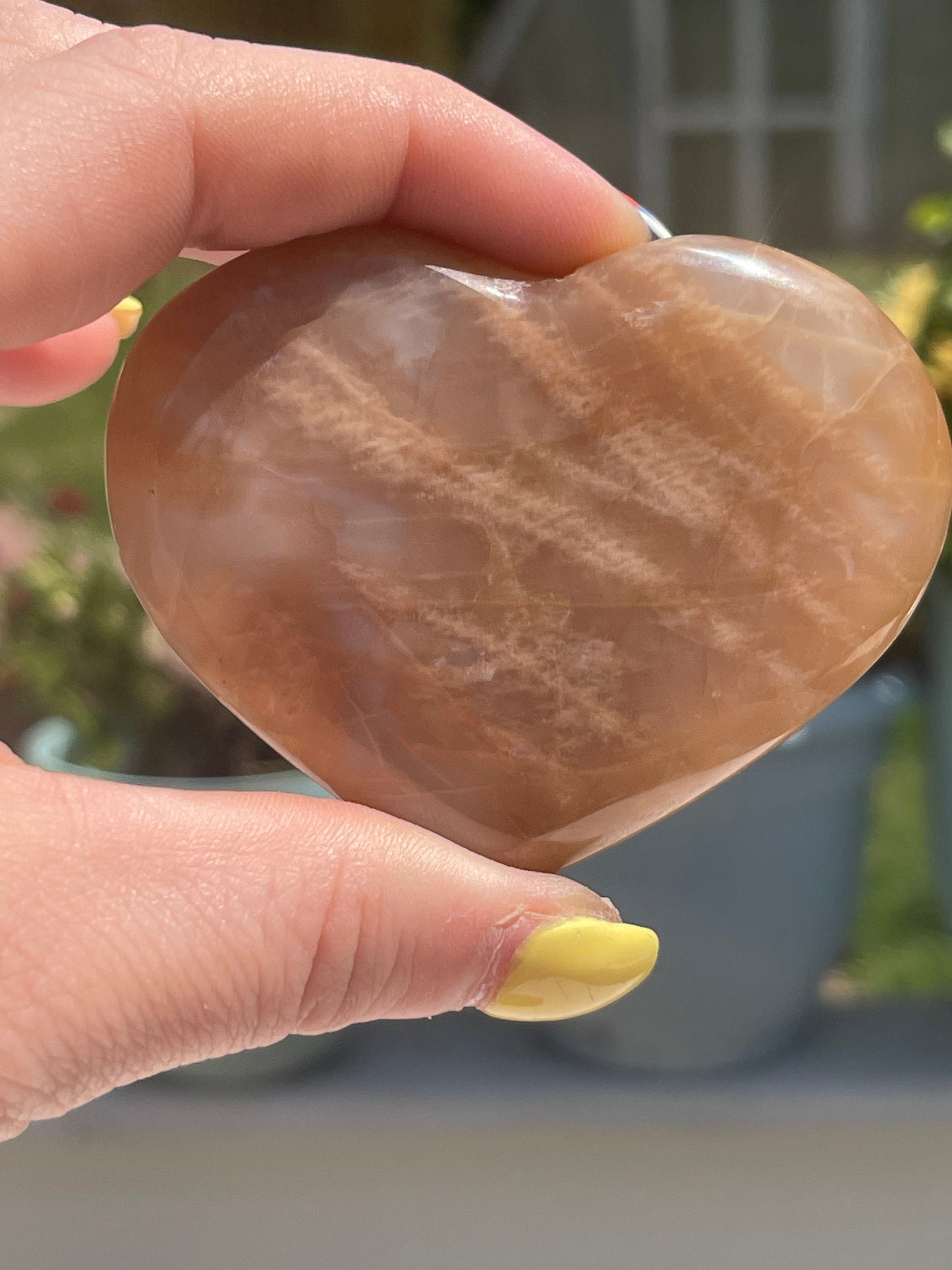 Peach Moonstone Heart Palm Stone