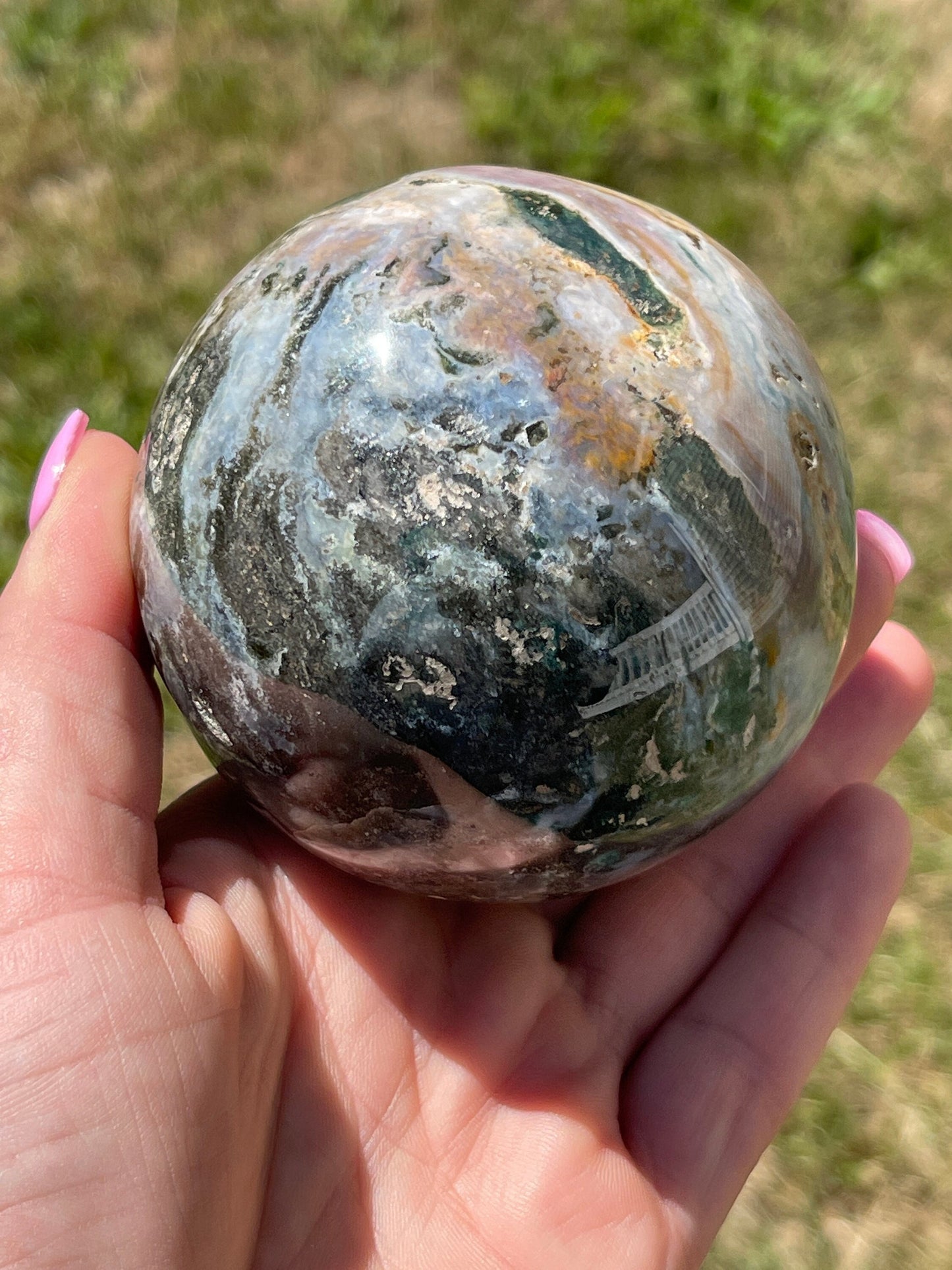 Ocean jasper sphere