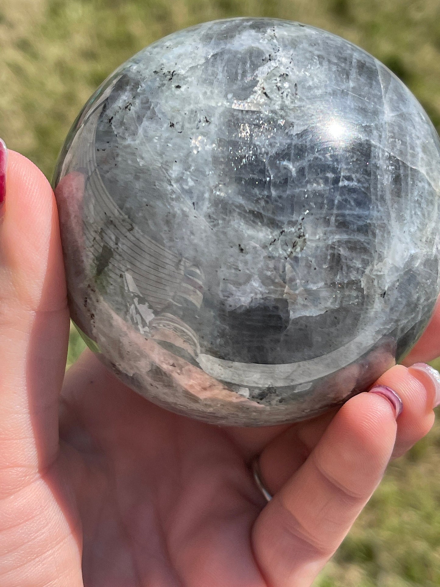 Labradorite Sphere with Purple Flash