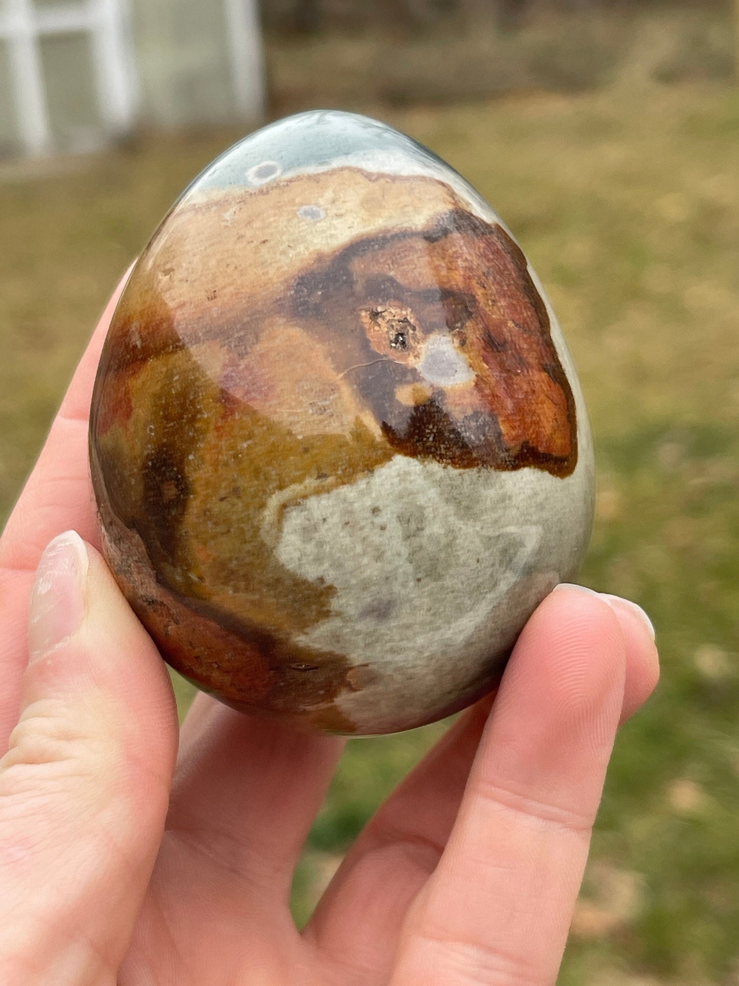 Polychrome Jasper Crystal Egg Carving: Meditation Stone