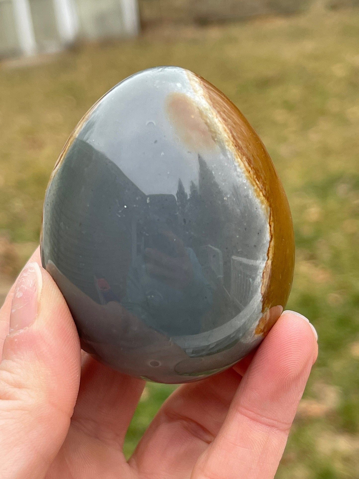 Polychrome Jasper Crystal Egg Carving: Meditation Stone Gift