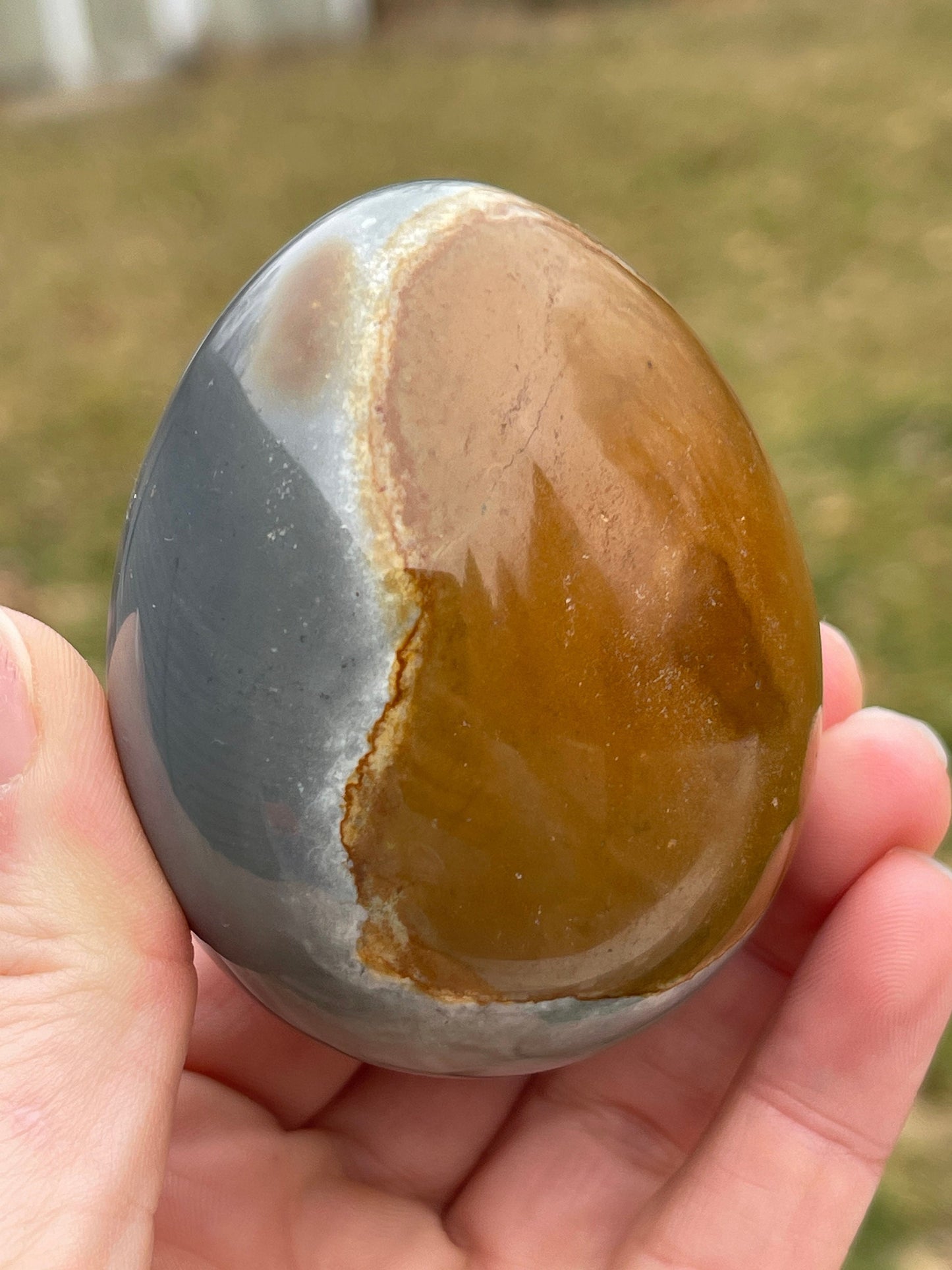 Polychrome Jasper Crystal Egg Carving: Meditation Stone Gift