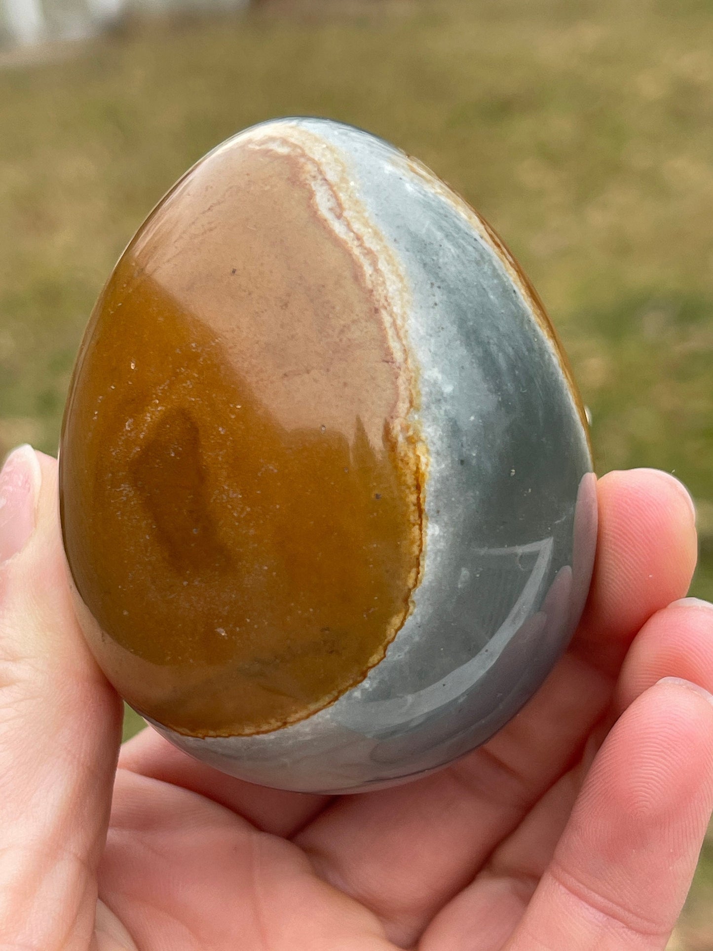 Polychrome Jasper Crystal Egg Carving: Meditation Stone Gift