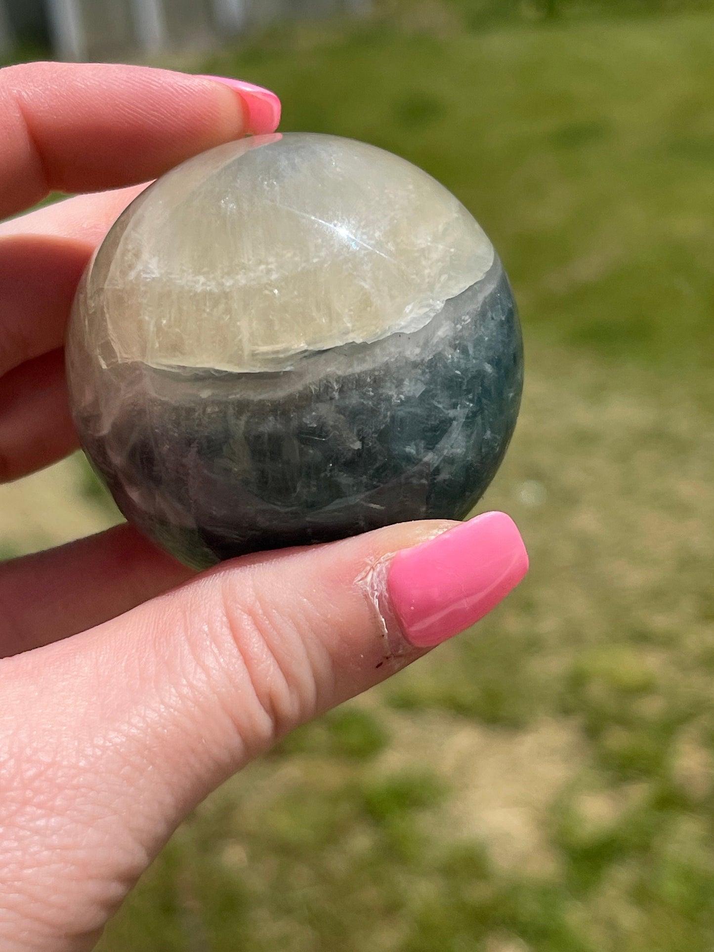 Blue Green Fluorite Crystal Sphere: Meditation Stone