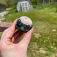 Pink amethyst with moss agate sphere | crystal gift | meditation stone | crystal carving | sparkle