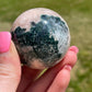 Pink amethyst with moss agate sphere | crystal gift | meditation stone | crystal carving | sparkle