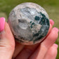Pink amethyst with moss agate sphere | crystal gift | meditation stone | crystal carving | sparkle