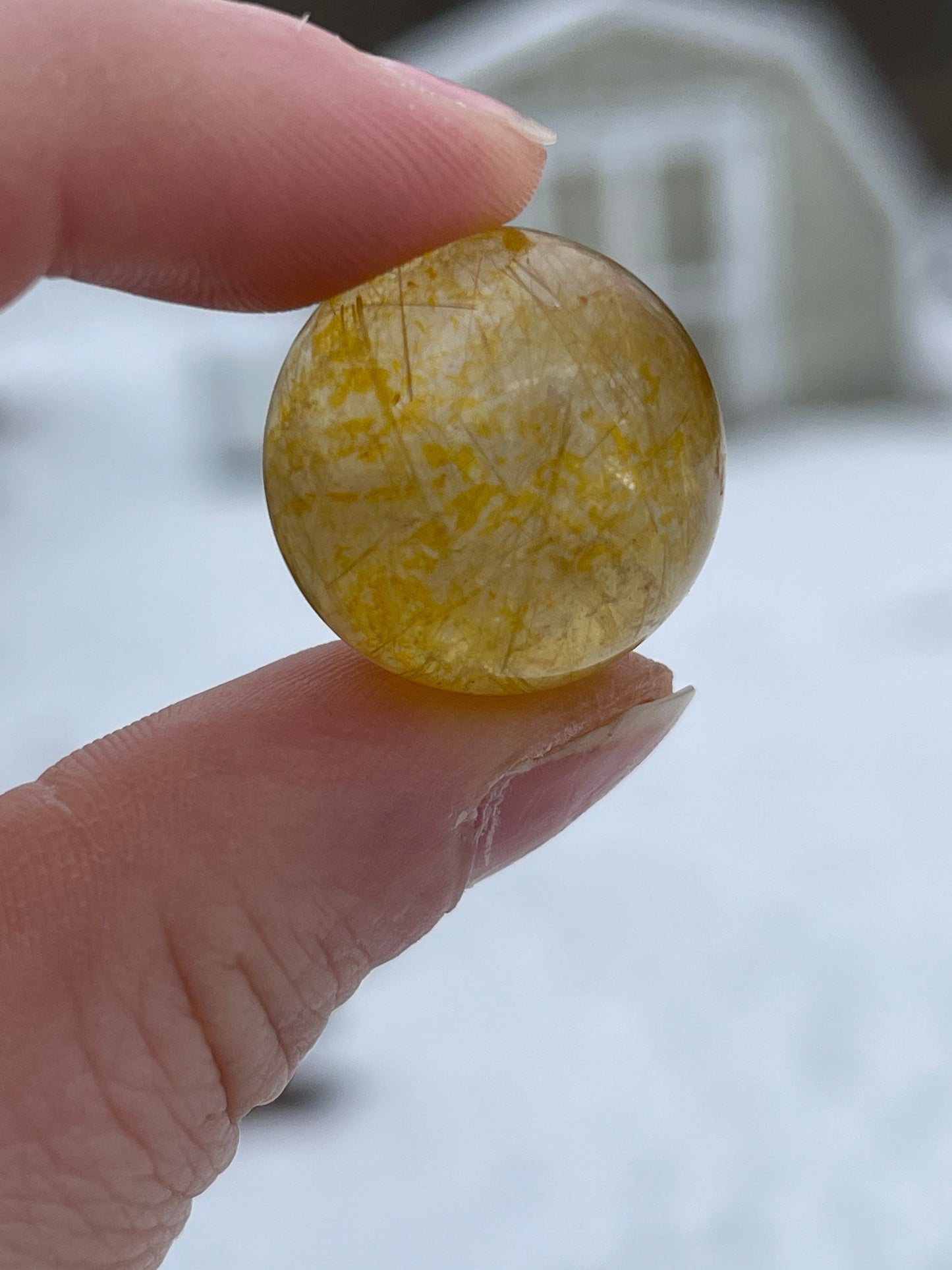 Rainbow Golden Rutile Mini Sphere: Crystal Carving, Meditation Stone