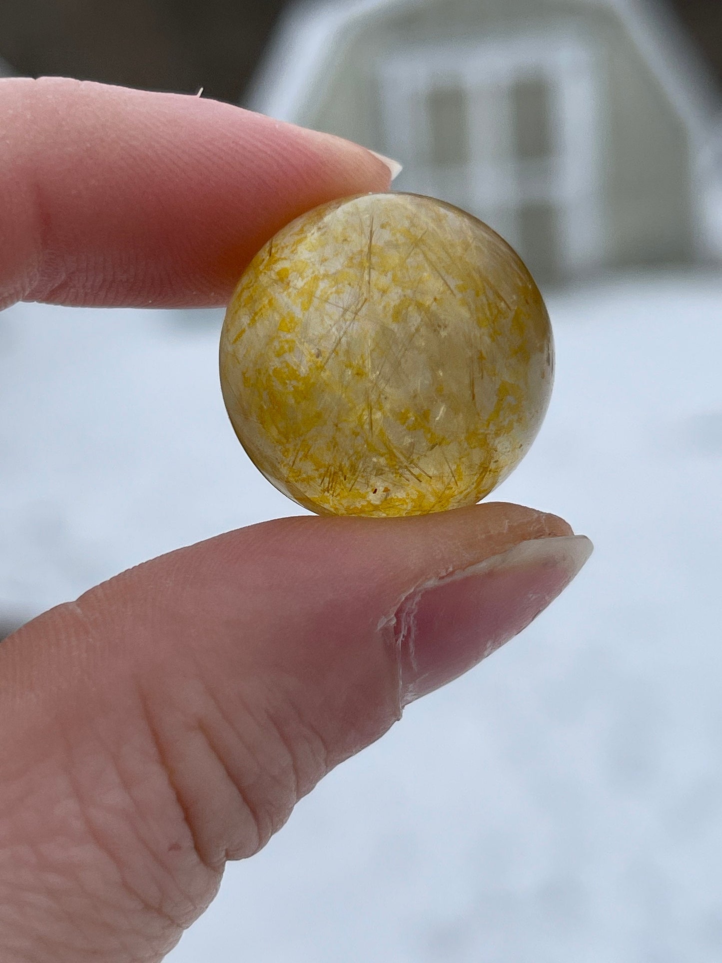 Rainbow Golden Rutile Mini Sphere: Crystal Carving, Meditation Stone