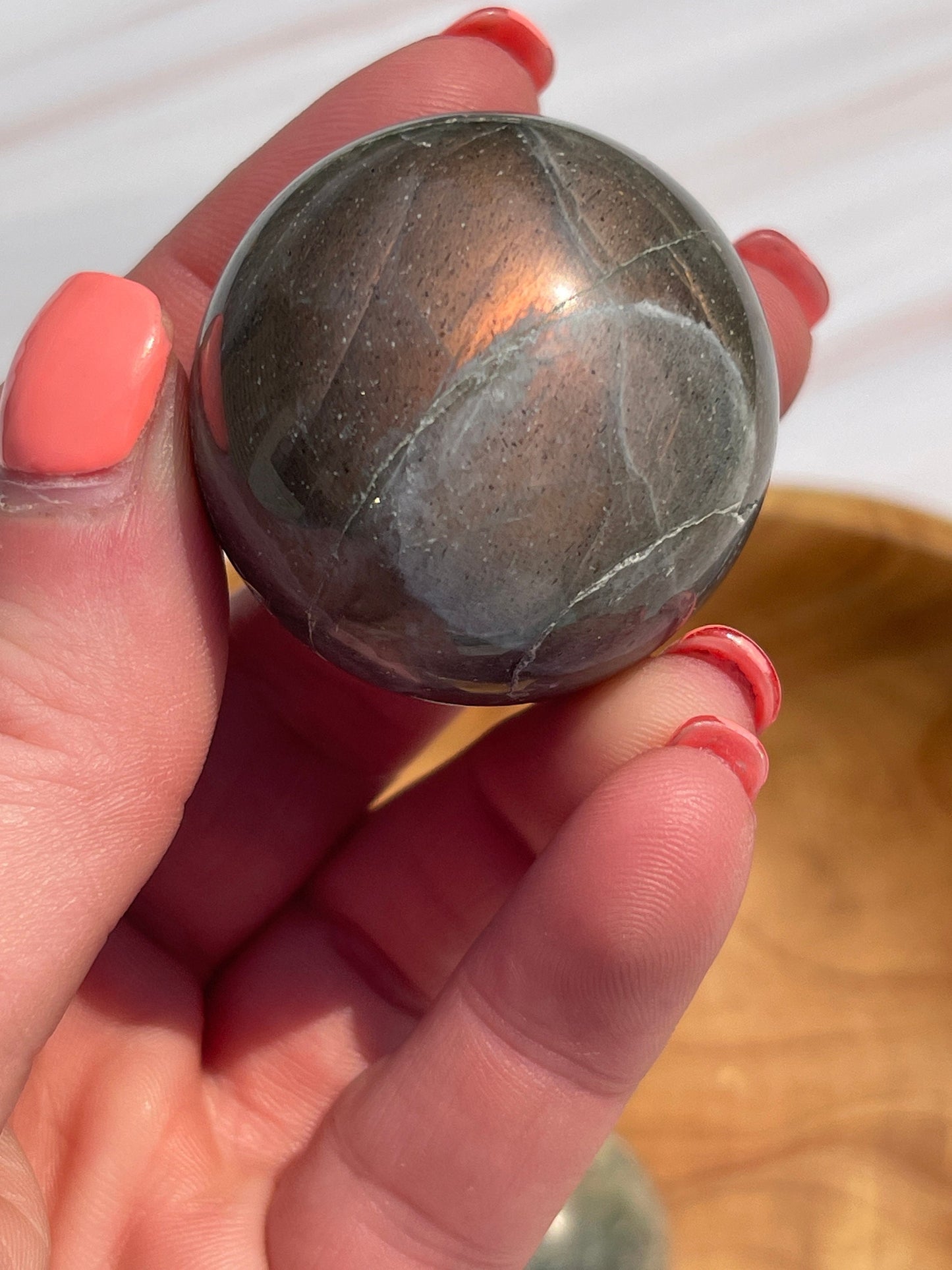 Small Labradorite Crystal Sphere: Pocket Meditation Stone
