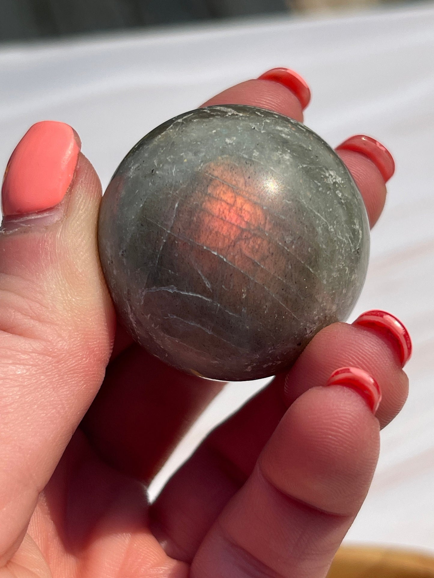 Small Labradorite Crystal Sphere: Pocket Meditation Stone