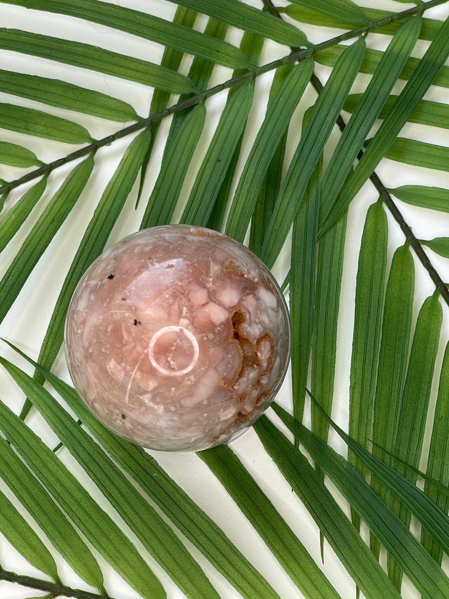 Pink Agate Sphere with Druzy