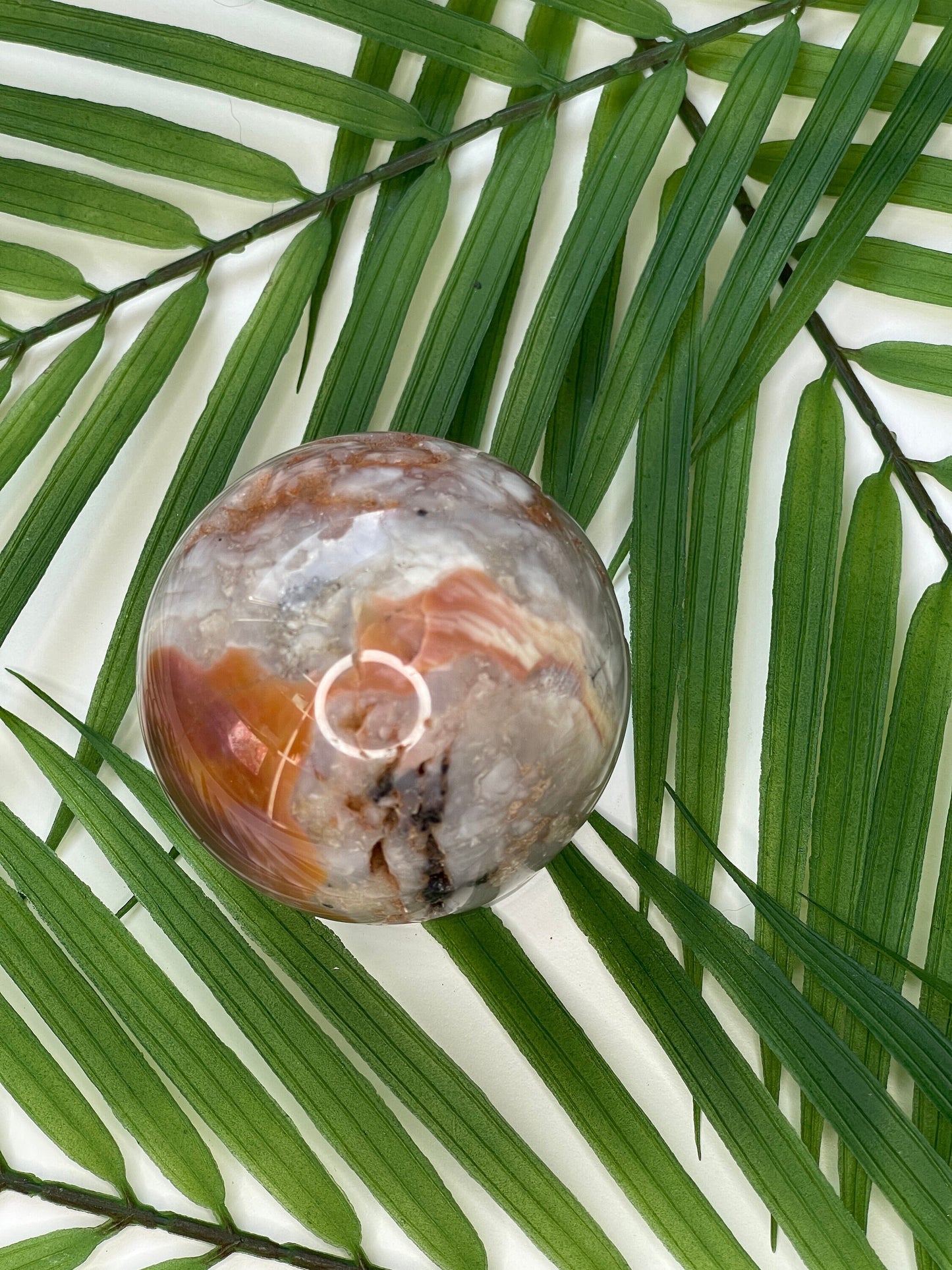 Pink Agate Sphere with Druzy