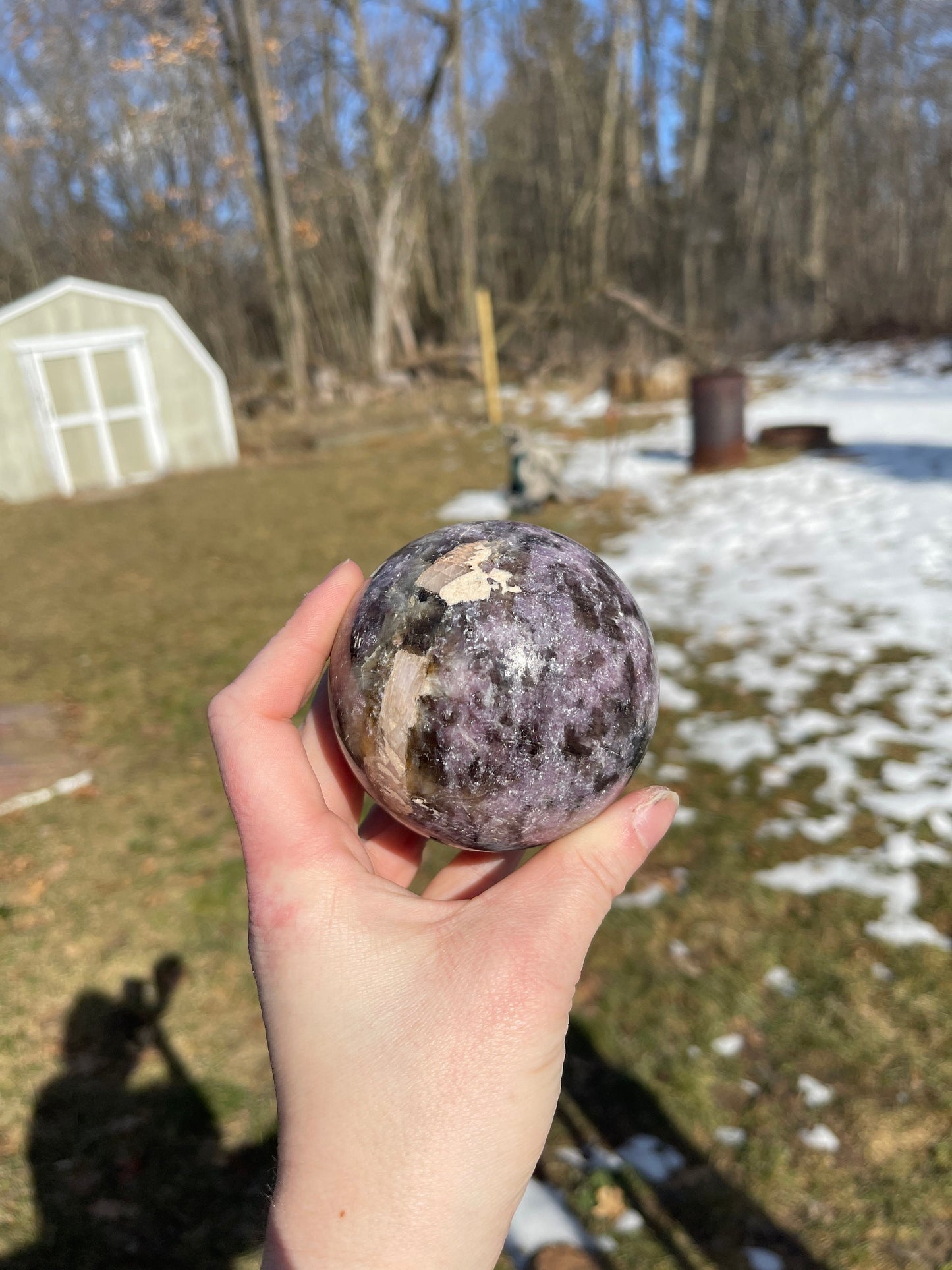 Lepidolite Crystal Sphere